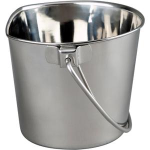 Advance Pet Products 2 Quart Heavy Duty Stainless Steel Flat Side Bucket | Durable Food & Water Pail for Dogs, Cats, Kennels, Cages and Critter Crates | Multi-Purpose Bucket