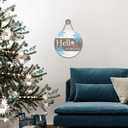 Deroro Hello Winter Sign for Front Door Decor, Winter Welcome Farmhouse Wood Door Hanger for Outdoor Outside Porch, Rustic Christmas Snowflakes Wooden Wreath Wall Hanging Decoration (White)