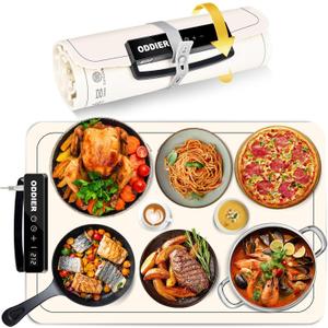 Food Warming Mat, Electric Warming Tray for Buffets Party, 7 Temp Settings, 24 Hours Timer, Fast & Full Surface Heat Food Warmer, Auto Shut-Off, Easy to Clean with Nano Material, 24"x15"