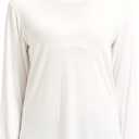 netdraw Women's Lightweight Bamboo Viscose T-Shirt Buttery Soft Curved Hem Long Sleeve Sleep Lounge Pajama Tops (White, S)