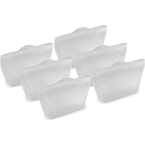 Home Logic Reusable Snack Bags - Set of 6 Clear Silicone Freezer Bags, Airtight Leak Resistant Reusable Zip Bags for Kitchen Home Food Prep, Microwave & Sous Vide Safe