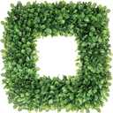 24 Inch Large Boxwood Wreath, Spring Summer Artificial Green Wreaths for Front Door Farmhous Wedding Window Hanging Wall All Year Round Indoor & Outdoor St Patrick's Day Decor