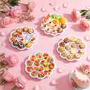 AmazingSpark 100 Pcs White Flower Shape Paint Tray Palettes 5.5 inch Disposable Round Plastic Paint Palette Bulk Watercolor Craft Supplies for Art Class, DIY Craft, Painting Party, Birthday Party