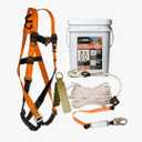 Malta Dynamics 50’ Roofer's Safety Bucket Kit – Warthog Pass-Thru Safety Harness, Reusable Roof Anchor, and 50’ Vertical Lifeline Assembly, OSHA/ANSI Compliant