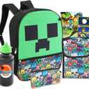 Minecraft Kids School Backpack Set - 16' Backpack, Lunch Box, Water Bottle, Pencil Pouch, Stickers & More