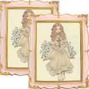 Covzoe 2 Pack Vintage Photo Frames 6x8, Antique Picture Frames with Golden Trim, Display Pictures Pink for Wall or Tabletop, Horizontal or Vertical