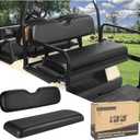 10L0L Deluxe Golf Cart Rear Seat Replacement Cushion, Soft Back Seat Kit for Yamaha, EZGO RXV TXT, Club Car DS Precedent and Other 4&6 Passengers Golf Carts with Flip Rear Seats (Black)