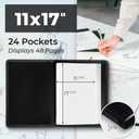 Dunwell 11x17 Art Portfolio Binder with Black Mounting Paper (Black), Large Portfolio Folder for Artwork Storage, 24 Clear Plastic Sleeves, Displays 48 Pages, Acid-Free 11 x 17 Presentation Book