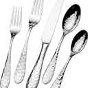 Mikasa Lilah 18/10 Stainless Steel Flatware Set, 45-Piece Silverware Set for 8 with Serving Utensils, Hammered Design, Dishwasher Safe