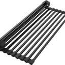 Roll Up Dish Drying Rack 11.42" x 17.72" 15 Tube Kitchen Sink Rack Over the Sink Dish Drying Rack Stainless Steel Dish Rack Heat-Resistant Dish Drainer, Black