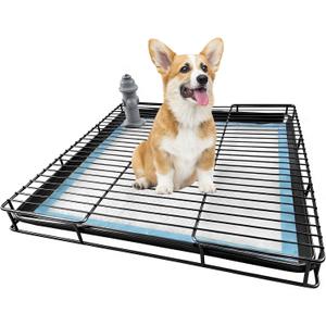 Puppy Potty Tray for Small Dogs, 304 Stainless Steel Pee Pad Holder with Fire Hydrant Pee Post & 10 Pads, 23 x 21.7 in Indoor Dog Potty for Apartment & Puppy Training