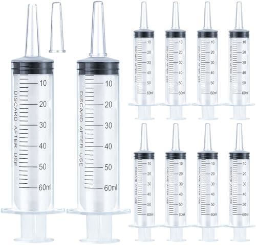 60ml Syringe for Liquid, Oral, Scientific Labs, Measurement, Dispensing, Catheter Tip with Cap- 10 Pack 60ml Syringes