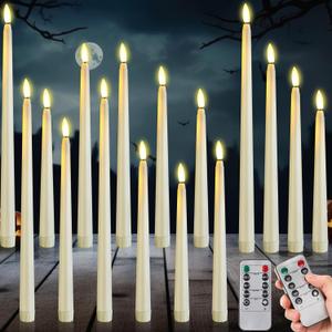 16 Pcs Flameless Taper Candles with Remote Timer Halloween Gothic Candles Decor 8.5" 9.6" 10.8" 12.8" LED Battery Operated Flameless Flickering Candlesticks for Halloween Wedding(Ivory) 16 Pcs Flameless Taper Candles with Remote Timer Halloween Gothic Candles Decor 8.5" 9.6" 10.8" 12.8" LED Battery Operated Flameless Flickering Candlesticks for Halloween Wedding(Ivory)