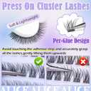 Self Adhesive Eyelashes Reusable Natural Self Adhesive Lash Clusters Wispy Press on Lashes Pre-Glue 8-12mm 120pcs C Curl DIY Eyelash Extensions Kit No Glue Needed by ALICE