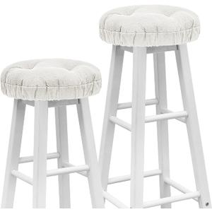Marsui 2 Pieces Bar Stool Cushion 13" Soft Stool Covers Round Bar Cushions with Elastic Band for Chairs Seat Slipcovers(12 Inch,Beige)