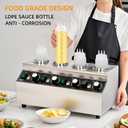 JOHAKYU Commercial Electric Sauce Warmer Dispenser Stainless Steel Countertop Hot Fudge/Nacho Cheese Warmer with 4650ml Squeeze Bottles and 4 Funnels (4 Grids)