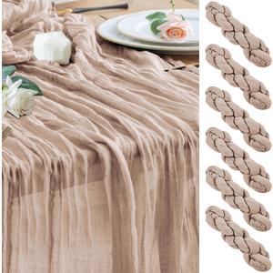 Wokceer Cheesecloth Table Runner 6Pack 10FT Nude Pink Boho Gauze Cheese Cloth Table Runner for Party Long Rustic Sheer Table Runners for Baby Bridal Shower Wedding Easter Table Decor