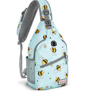 ZOMAKE Sling Bag,Small Crossbody Sling Backpack,Water Resistant Shoulder Daypack for Travel,Anti Thief Chest Bag for Hiking(Bee Blue)