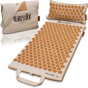 Glanzstck Berlin Acupressure Mat Set Premium, Beginner Suitable, Made of Linen, Neck and Back Pain Relief, with Pillow (Heat Function) & Bag, Sustainable (XL) Glanzstck Berlin Acupressure Mat Set Premium, Beginner Suitable, Made of Linen, Neck and Back Pain Relief, with Pillow (Heat Function) & Bag, Sustainable (XL)