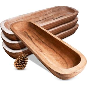 Dough Bowls for Decor  1 Piece Decorative Wooden Potpourri Bowl, Centerpiece for Dining, Living Room & Kitchen Table, Large Long Rustic Vintage Decoration  Farmhouse Home Country Decorations