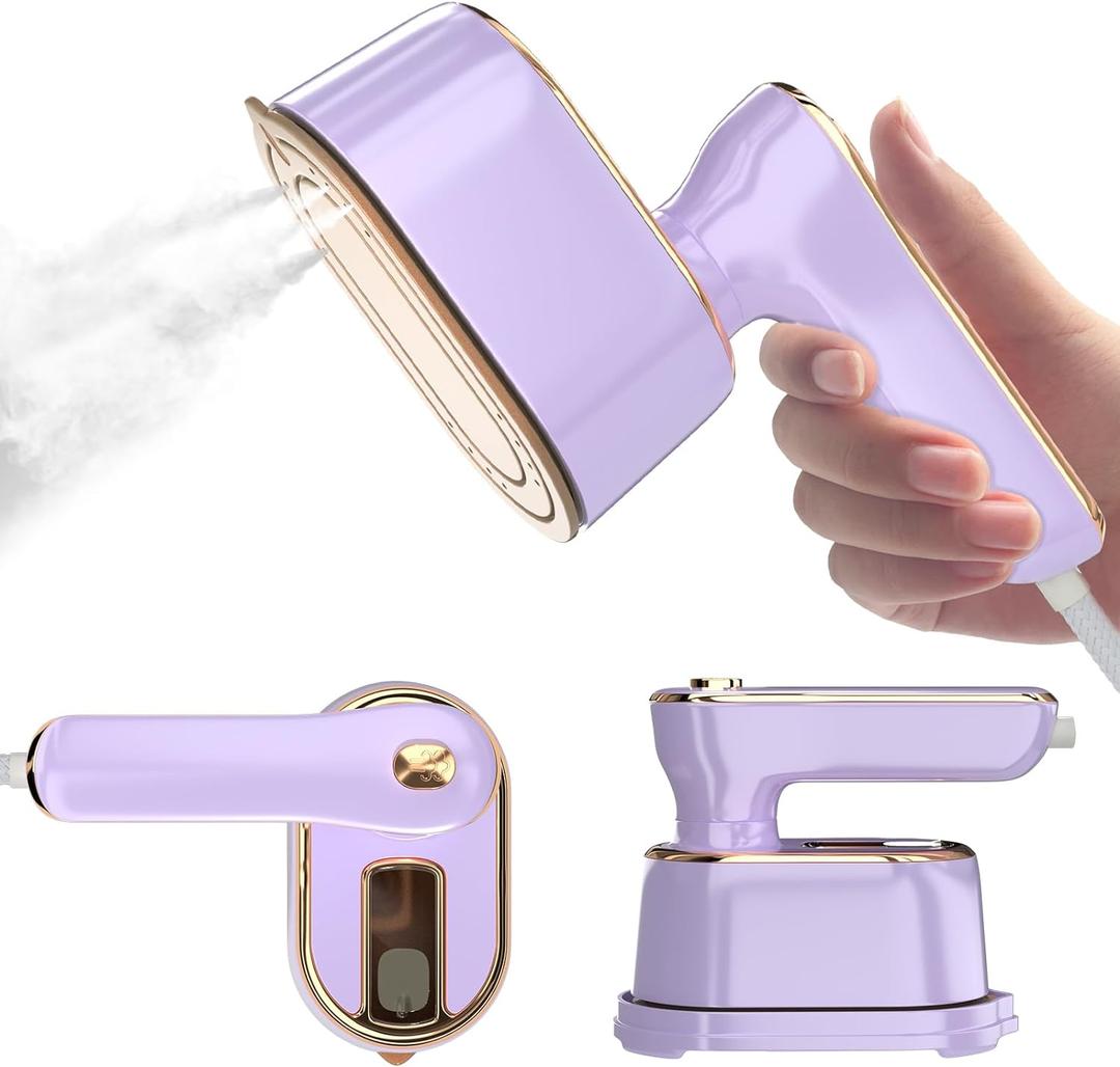 Travel Steamer Iron for Clothes Mini - Portable Ironing Machine Travel Small Size Portable Steamer Travel College Dorm Home Essentials Steamer for Clothes(Purple) (6.1*3*4.2 in)