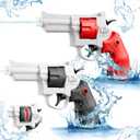 Squirt Gun for Kids-Summer Cool Soaker Water Guns for 3 4 5 6 7 8+Years Child&Adults-Long Range 1 Pcs Outdoor Toy for Swimming Pool Yard Lawn Beach-Rotating Clip Design (Revolver Ice Grey+Orange Red)