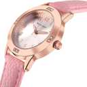 Women's Leather Band Quartz Movement Waterproof Business Classic Analog Watch with Genuine Leather Stainless Steel Band Elegant Ladies Watch (Black)