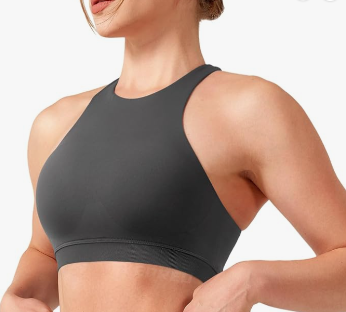 YEOREO CoreFlex Racerback Sports Bras for Women Grey Marble, Small(4/6)