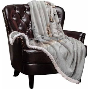 Owl Sherpa Fleece Blanket, Super Thick and Warm Cozy Luxury Blanket 50"x60",Cute White Owl Perch On Tree Branch Bed Blanket, Fuzzy Thick Reversible Fluffy Plush Microfiber Throw Blanket for Couch