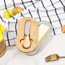 Butter Dish with Lid, Glass Butter Container for Countertop, Butter Keeper Holder with Wood Lid and Knife for East West Coast Butter Stick, Kitchen Counter Dcor (Stripe)