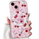 NITITOP Compatible with iPhone 15 Case Clear Magnetic Durable Compatible with MagSafe Cute Bow Ribbon for Women Girls Bowknot Hard PC Back Shockproof Protective Phone Cover - Cherry