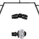 3/4 Inch Bay Window Curtain Rods, USFOOK Telescoping Black Curtain Rods for Bay Windows 36-72 Inch (Center Rod), 20-36 Inch (Side Rods), Translucent Finials
