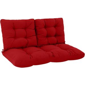 idee-home Outdoor Loveseat Cushion Set 48 x 24, Couch Cushion Replacement | Love Seat Patio Furniture Wicker Sofa Cushions Bottom & Back, Hampton Bay Waterproof Outside Chair Pad, Red