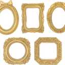 Small Picture Frames,Mini Gold Frames,Vintage Gold Frames,Table Top Decor, Magnetic Picture Frames for Refrigerator,Vintage Frame Set,Christmas Decor (5Pcs,Golden)