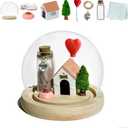 Pet Hair Memorial Bottle with Miniature Doghouse Kit, Dog Cat Fur Memorial Keepsake Glass Ball, Pet Hair Fur Ash Storage Urn with Mini Dollhouse DIY, Dog Memorial Gifts for Pet Loss