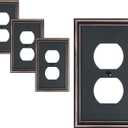 4-Pack Single Duplex Outlet Cover Plate, Decorative Aged Bronze Switch Plates and Outlet Covers, Metal Wall Plates for Electrical Outlets, 1 Gang Receptacle Cover, Corrosion Resistant