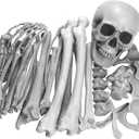 35 Pieces Skeleton Bones for Halloween Decoration - Plastic Bones Scary Props Decoration for Life Size Skull Bones Decor for Halloween Graveyard Scene Haunted Houses Outdoor Indoor