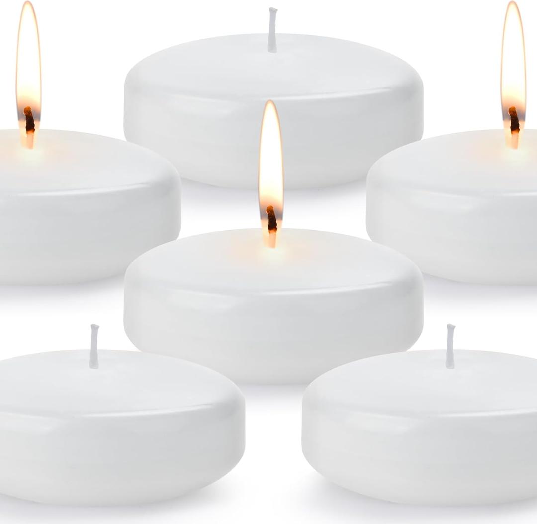 3 inch Floating Candles, 36PACK White/Gold/Red Floating Candle, Long Burning and Smokeless Candle for Wedding, Birthday, Pool, Holiday & Home Decoration Unscented (White)