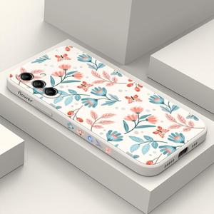 LEECG for Samsung Galaxy A15 5G Case Creative Flower Pattern Slim Liquid Silicone Cell Phone Protective for Galaxy A15 5G Cover-Leaf White