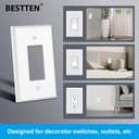 BESTTEN 50 Pack 1-Gang Jumbo Decor Wall Plate, Oversize Unbreakable Polycarbonate Decorator Receptacle Outlet Cover and Oversized Switch Plate, White, ETL listed