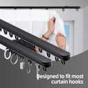 ZSTARR Retractable Ceiling Curtain Track, Measurement-Free Curtain Track 33.5''-59'',For Room Divider, Shower Curtain, Parallel bay window, RV Curtain Track (Black)