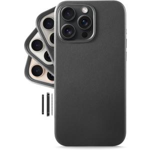 LONLI Classic - for iPhone 16 Pro Max Leather Case [Camera Control Button Coverage] - European Genuine Vele Leather Phone Case - Smoothen and Soften Over Time - [Compatible with Magsafe] - Black