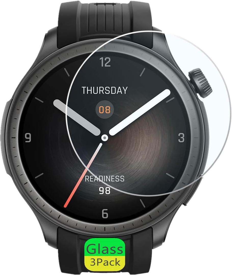 Aemus Screen Protector Compatible for Amazfit Balance SmartWatch (3 Pack) Clear Tempered Glass Film