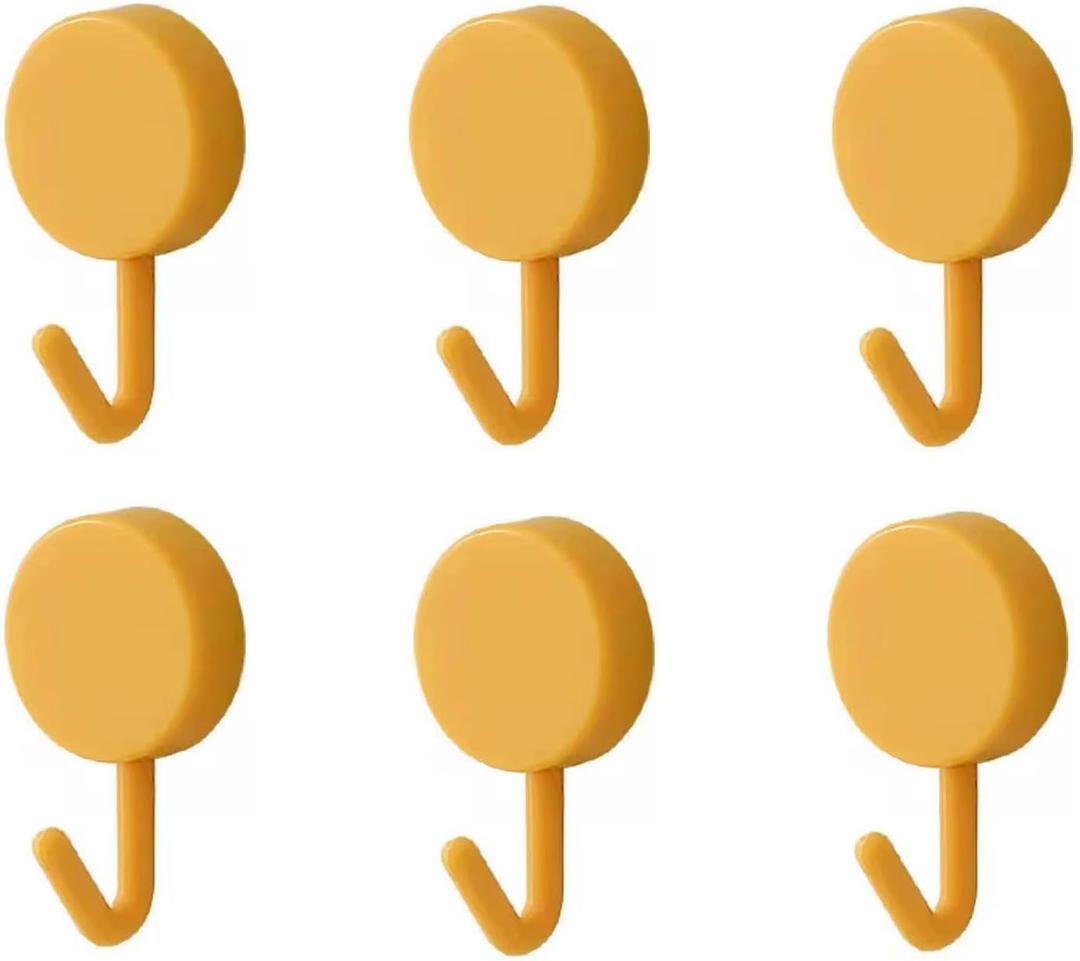 6 Pack Adhesive Hooks Cute Utility Hooks, Key Hooks for Wall Decorative, for Hanging Hat, Towel, Key, Towel Hook Wall Mount for Home, Kitchen, Bathroom, Office(Yellow)