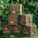 Bucherry 6 Pcs Dinosaur Party Decorations 12 x 12 x 12 Inch Dinosaur Theme Boxes Decor Boxes Table Centerpieces for Dino Birthday Party Supplies Baby Shower Decorations (Dark Brown)