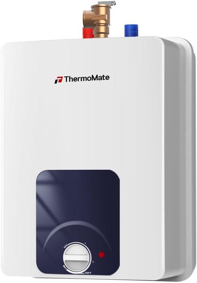 ThermoMate Mini Tank Water Heater Electric UL Listed, ES150B 1.3 Gallon Point of Use Under Sink Water Heater, 120V Corded Wall or Floor Mounted
