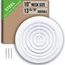Fits 10 Inch Neck Air Duct | Steel Round Air Supply Diffuser for Ceiling by Handua | Round Diffuser Vent Cover | White | Outer Dimension: 13-15/16"