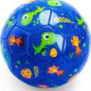 INPODAK Soccer Ball Size 2 for Toddler, Cartoon Dinosaur Blue Soccer Ball for Kids 2 3 4 5 with Pump, Mesh Bag and Gift Box for Birthdays, Parties and Operation Christmas Child Shoebox