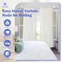 TKZTKZ Curtain Rods No Drilling for Windows 36 to 88 Inch:No Drill Small Silver Curtain Rod with Adhesive Brackets for Bedroom,5/8" Apartment Renter Friendly Adjustable Drapery Rods Easy Install