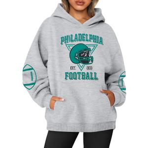 UNIQUEONE Womens Football Hoodie Game Day Sweatshirt Football Mom Shirt Casual Crewneck Pullover (Gray, XXL)